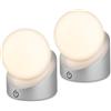 Briloner - Set di 2 Mini Lampade da Tavolo LED, IP54, Touch, Cromo Opaco