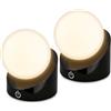 Briloner - Set di 2 Mini Lampade da Tavolo LED, IP54, Touch, Nero