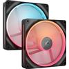 Corsair Ventola Corsair iCUE LINK LX140-R RGB, Ventola PWM Reverse, Dual Fan Kit, Nera - 140mm