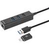 MANHATTAN Rete - Hub Usb 3.2 3 Porte Combo Type-c/a Con Adattatore Di Rete Gigabit