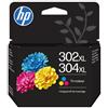 HP B7RT8AE 302XL/304XL cartuccia d'inchiostro originale colori 300 copie