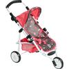 Bayer Chic 2000® Passeggino per bambole Lola - Farfalla Corallo - Passeggino pieghevole - Manico regolabile in altezza 33 - 62 cm - 3 ruote Jogger - Bambole fino a 50 cm - 3 - 6 J