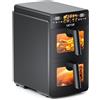 OKYUK Friggitrice ad Aria 10 Litri Double Stack XL, Friggitrice Aria 2 Scomparti, 10 Funzioni di cottura, Air Fryer calda a doppio strato con finestra,Design salva-spazio Nero