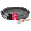 Lagostina Ingenio Inox, Set 3 Pezzi, Padella da 24 cm e da 28 cm in Acciaio Inox, Rivestimento Antiaderente, Manico Rimovibile, Salvaspazio, per Tutte le Fonti di Calore, Inclusa Induzione