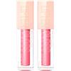 Maybelline 2x Maybelline New York Lifter Gloss Lucidalabbra Volumizzante con Acido Ialuronico Colore Petal 005-2 Lucidalabbra