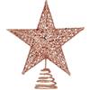 BinaryABC Puntale per albero di Natale, a forma di stella, decorazione scintillante per albero di Natale, 20 cm (oro rosa)