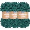 BambooMN JubileeYarn Fun - Filato con passanti per dita, in poliestere Jumbo Weight Loop - 100 g/gomitolo - giada - 3 gomitoli