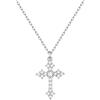 FOCALOOK Collana Croce Donna con Zirconio in Acciaio Inox Argento 3mm