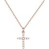 FOCALOOK Collana Croce Donna in Acciaio Inox 45+5cm Oro Argento Rosa | Croce Collana Classico con Zirconio, Soddisfare l'indossamento Quotidiano, per la Festa Della Madre, San Valentino