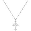 FOCALOOK Collana Croce Donna con Zirconio in Acciaio Inox Argento 2mm