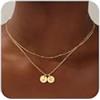 Turandoss Regalo per la festa della mamma per mamma, bambini, delicata collana placcata oro 14 K a strati con due lettere dalla A alla Z, collana alla moda per compleanno, amicizia, festa della mamma