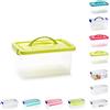 PLASTIFIC Scatola portaoggetti in plastica leggera e robusta, impilabile, con coperchio, scatole con chiusura a scatto, organizer in plastica, soluzione salvaspazio per casa e ufficio (4L - Scatola di