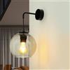 Licht-Erlebnisse Lampada da parete per interni metallo, vetro nero, grigio fumo IP20 soggiorno 330 1x E27 max 60W Retro B08HRWMQPJ VETRO