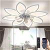 Revneey Ventilatore Da Soffitto A LED Con Illuminazione, Lampada A Sospensione Dimmerabile 66W, Silenzioso Con Luce, Per Soggiorno, Camera Da Letto