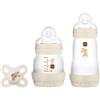 Mam Biberon Set Neonato 2 Biberon Anticolica Easy Start 130 Ml e 260 Ml e Ciuccio Original Start, Riduce Bolle D'aria e Il Rischio Di Coliche, Tettarella Silicone, Neutro, 3 Pezzi