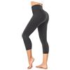 FuelMeFoot 3/4 Leggins Capri Vita Alta Donna, Sportivi Vita Alta Anticellulite Pantaloni, per Sport, Fitness,Pilates,Yoga, Allenamento, Corsae, Palestra.A12-Grigio Scuro L/XL