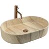 Rea - Lavabo da appoggio Nadia 60 Ovale - Ceramiche Sanitarie - Beige, Pietra Artificiale - 61 x 38,5 x 12 cm
