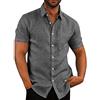 COOFANDY Camicia da Uomo Casual con Bottoni, a Maniche Corte, in Lino, Estiva, da Spiaggia, Manica Corta - Nero, M