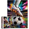Tucocoo Puzzle con pallone da calcio per adulti, 1000 pezzi, primo piano, scena dello stadio, puzzle fai da te per attività in famiglia, per appassionati di calcio, decorazione da parete, regali artigianali