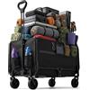 Relaxdays carrello pieghevole, 150 kg, manico telescopico, portellone, telo antipioggia, per spesa e campeggio, nero