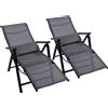 Outsunny Sdraio Pieghevole su 9 Livelli da Giardino con Schienale Regolabile, Zero Gravity Set 2 Pezzi , 65x70x111cm, Grigio | Aosom Italy