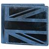 Hudson & James Designer London - Portafoglio da uomo in vera pelle invecchiata, con tasca con cerniera, per monete e carte di credito, motivo: Union Jack, blu, M, Casual