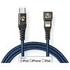 Nedis Cavo USB | USB 2.0 | Apple Lightning, 8-pin | USB-C™ Maschio | 60 W | 480 Mbps | Nichelato | 1,00 m | Rotondo | Intrecciato / Nylon | Blu / Nero | Scatola con finestra coperta