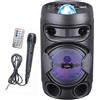 INOVALLEY Altoparlante Bluetooth con effetti luminosi, 400 W, funzione karaoke, caleidoscopio LED, USB, micro SD, microfono e telecomando inclusi
