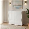 Dmora Credenza Nicolò 40x90x81h cm Bianco Lucido 6 Ripiani 2 Cassetti, Madia Apertura Battente Made in Italy