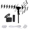 Five Star Antenna per esterni HD TV 200 miglia con rotazione motorizzata a 360°, radio UHF/VHF/FM con telecomando a infrarossi e kit di installazione