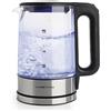 GOURMETmaxx Bollitore in vetro con illuminazione a LED blu, design senza tempo, in acciaio inox di alta qualità, pratico indicatore del livello dell'acqua, filtro anticalcare | Capacità 1,7 litri