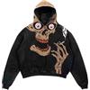 Generisch Felpa con cappuccio per Halloween, da uomo, con stampa a teschio, con tasca Kanga, vestibilità rilassata, con cappuccio Y2K Streetwear