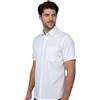 MILDIN Camicia da uomo in misto cotone tinta unita vestibilità regolare con colletto a maniche corte tipo di chiusura e lunghezza standard, bianco, 52
