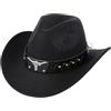 MYKAGS Cappello da cowboy da uomo e donna, cappello da cowboy western a tesa larga, in feltro western Chinlon, cappello da esterno, cappello da cowboy western unisex, cappello per feste, accessorio per