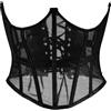Eauptffy Corsetto da donna con farfalla, con lacci, push up, crop top, senza maniche, canotta camisole, tessuto a rete trasparente, bustino sexy, O nero., M