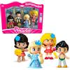 Pinypon TOP PINYPON SET OF 4 TALE FIG, 4 Personaggi Pinypon favole con gonna girevole con disegni a tema, con 15 accessori a tema, per bambine/i dai 4 anni, Famosa (PNY87000)
