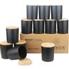 MILIVIXAY Set di 12 barattoli vuoti in vetro spesso nero opaco da 340 g con coperchi per la produzione di candele, contenitori per spezie in polvere