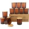 MILIVIXAY Confezione da 12 barattoli vuoti per candele in vetro ambrato smerigliato, con coperchio, 340 ml / 11.5oz, contenitori per spezie e polveri