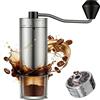 Cpvbobul Macinacaffè manuale in acciaio inox con 40 impostazioni regolabili, macina caffè conico portatile con manovella, perfetto per gli appassionati di caffè espresso (macina mais in acciaio inossidabile)