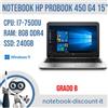 HP Notebook 15" HP Probook 450 G4 Cpu i7-7500u Ram 8Gb DDR4 SSD 240Gb Win11Pro B