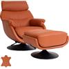 Mendler Poltrona relax con sgabello HWC-K99, poltrona TV, funzione dondolo girevole, metallo vera pelle/artificiale ~ marrone