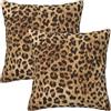 Tebjh Set di 2 federe per cuscini, motivo leopardato, 50 cm x 50 cm, quadrate, decorative, per divano, casa, soggiorno, camera da letto