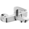Duravit B.1: rubinetteria da vasca a vista per 2 utenze con valvola di commutazione, miscelatore monocomando per vasca con sistema di miscelazione in ceramica, rubinetteria per vasca da bagno cromata