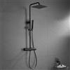 JOHO Colonna Doccia in Acciaio INOX con Miscelatore Termostatica, Asta Doccia Saliscendi con Soffione e Doccetta, Set Doccia a Pioggia con Soffione 25x25 cm Nero