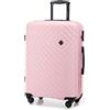 WITTCHEN Valigia Media Trolley Valigia Rigida in ABS Valigia Bagaglio Valigie con 4 Ruote Serratura a combinazione Maniglia telescopica Cube Line Rosa chiaro