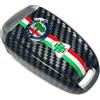 GZZHENGYE Custodia in fibra di carbonio 3D per telecomando auto Alfa Romeo Giulia Stelvio Tonale, nero. (Etichetta a colori, Fibra di carbonio A)