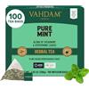 VAHDAM, Tisana Alla Menta Pura (100 Bustine) Senza Caffeina | Miscela di Dolce e Menta Piperita | Tè alle erbe | Infusi e Tisane con Te in Foglie | In Bustina Richiudibile con Chiusura Ermetica