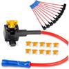 Nilight 50038R, 10 Portafusibili per Auto, 12 V, di Tipo Add-A-Circuit, con Set di Mini Fusibili a Lama a Basso Profilo da 5 A, per Auto, Camion, Imbarcazioni, Blu, Rosso, Nero, Arancione