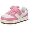 Amazon Essentials Sneakers in Stile Tennis dal Profilo Basso con Chiusura a Strappo Unisex - Bambini e ragazzi, Bianco Rosa, 24 EU