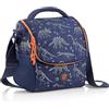 Miquelrius - Borsa termica per bambini, porta cibo, esterno realizzato con bottiglie di plastica, tracolla regolabile, maniglia superiore, tasca laterale, ritorno a Cole, blu, Mediano